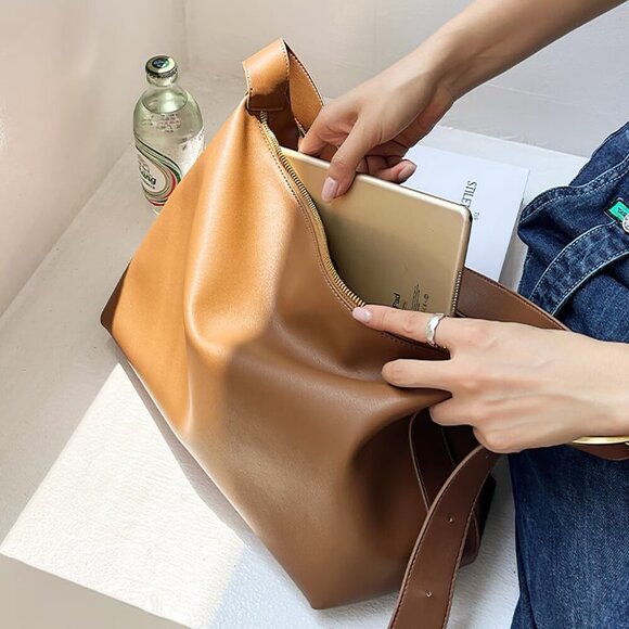 Vegan Leather Hobo Bag Women Tote Shoulder Purse Crossbody Adjustable Strap - Picture 8 of 8